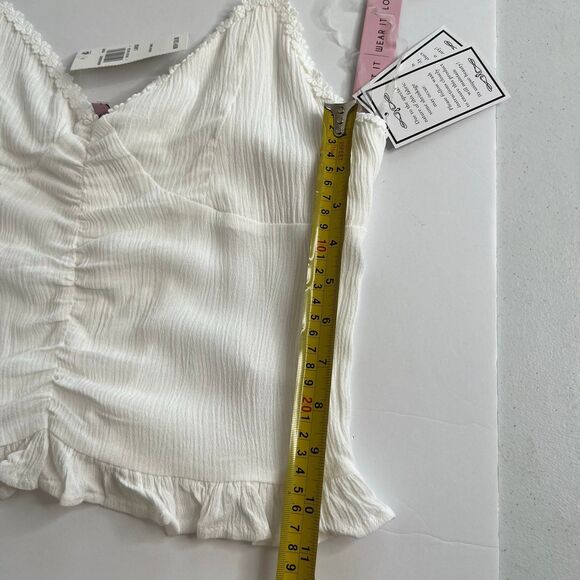 NWT Women’s V-Neck Crop Cami embroidery floret Top in White Size L #347 - Picture 7 of 10
